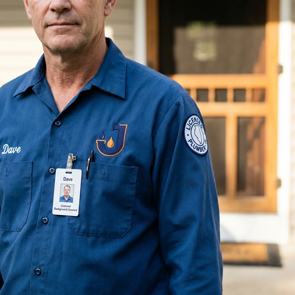 Licensed plumber showing ID badge in Greenbrier, AR