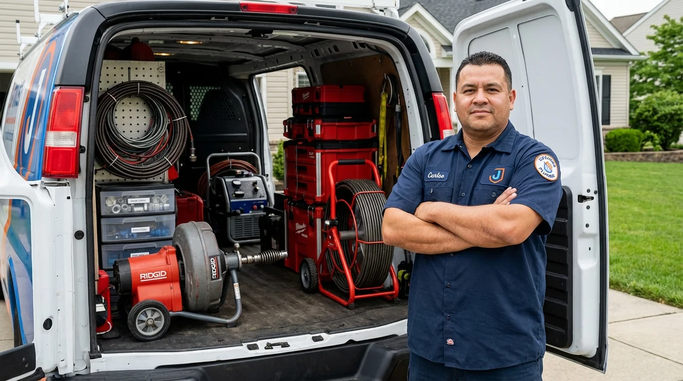 Professional drain cleaning equipment and Johns Plumbing LLC plumber in Greenbrier