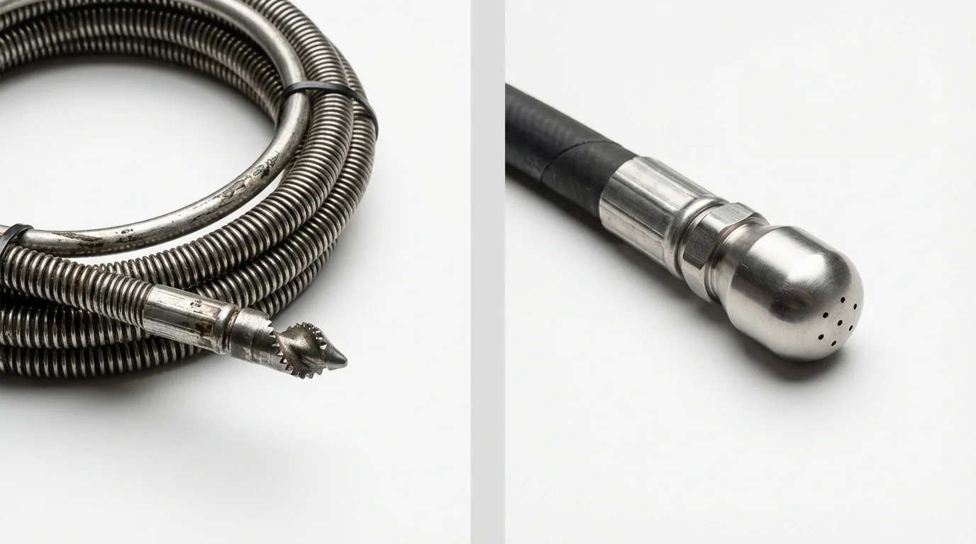 Drain snake cable and hydro jetting nozzle used for drain cleaning in Greenbrier, AR