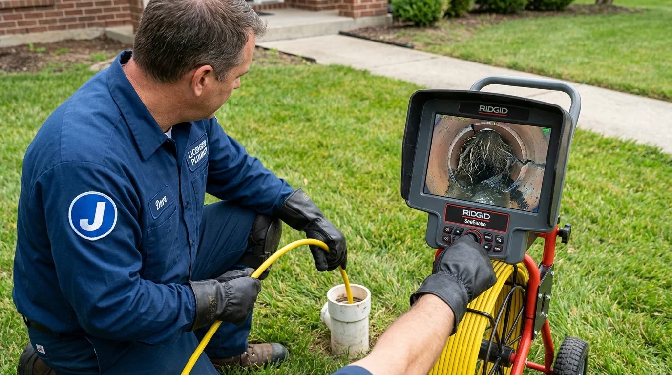 Sewer camera inspection being performed by Johns Plumbing LLC in Greenbrier
