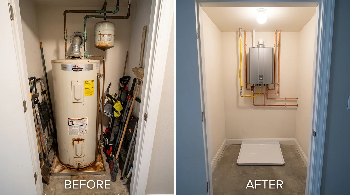 Tank water heater versus wall-mounted tankless unit comparison for Greenbrier, AR homeowners